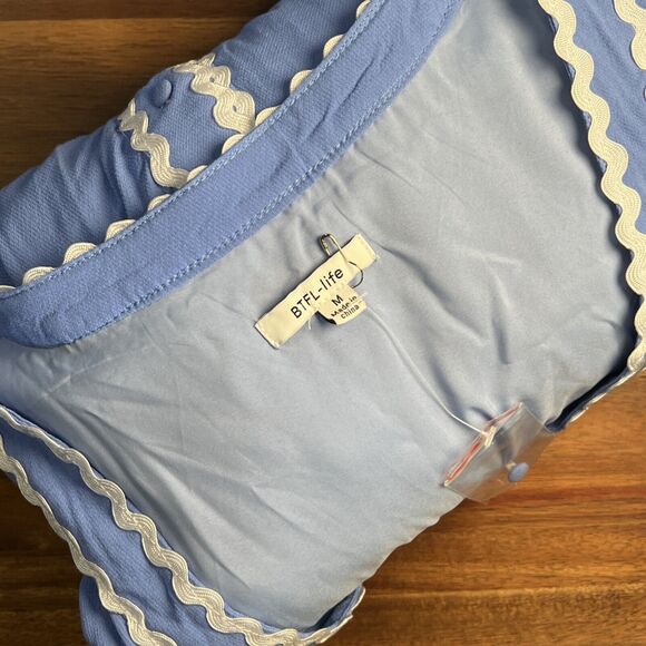 NWOT BTFL-Life High-Low Maxi Dress Blue Button Front Long Sleeve Women's Medium‎ - Picture 8 of 8